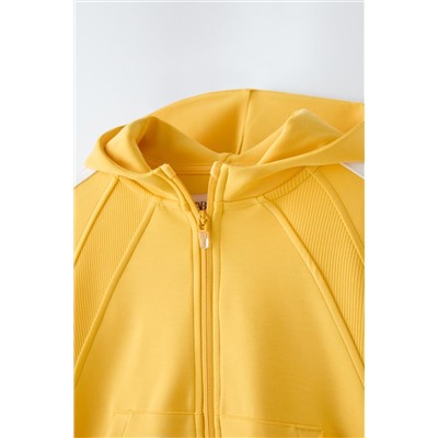 CONTRAST STRIPE CROPPED HOODIE