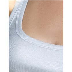 Топ в рубчик с широкими лямками с матовым покрытием металлик из хлопка с эластаном