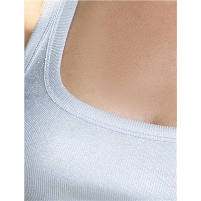 Топ в рубчик с широкими лямками с матовым покрытием металлик из хлопка с эластаном