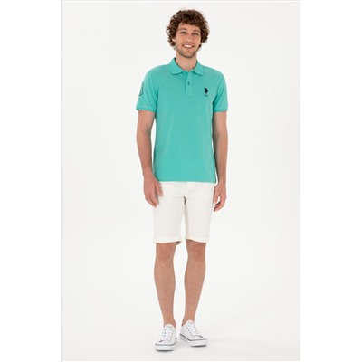 Erkek Slim Fit Polo Yaka Mint Basic Tişört