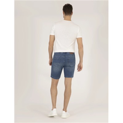 Koyu Mavi Slim Fit Jean Şort