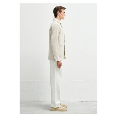 Mavi Ekru Keten Blazer Standart 0110713-70144
