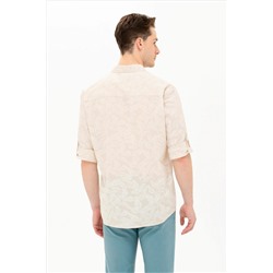 Erkek Ekru Uzun Kollu Gömlek