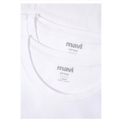 Mavi 2li Bisiklet Yaka Erkek Basic Tişört Fitted / Vücuda Oturan Kesim 0611785-622