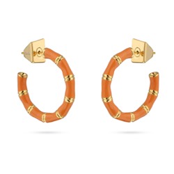 Серьги Бамбук (эмаль оранжевая, 2.5см; покрытие золото), Есть комплект