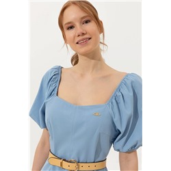 Kadın Mavi Dokuma Elbise