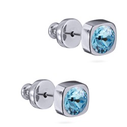 Пусеты Теннис (кристаллы SW аквамарин 4мм; покрытие родий), Есть комплект