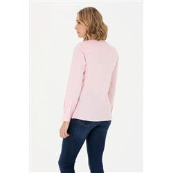 Kadın Pembe Uzun Kollu Basic Gömlek