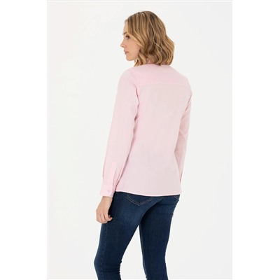 Kadın Pembe Uzun Kollu Basic Gömlek