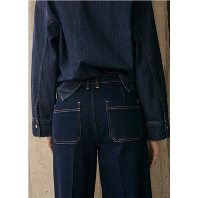 Jeans wideleg tiro alto rinse wash