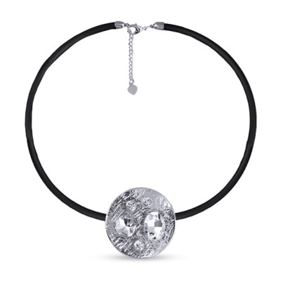 Кулон 40-45см (кристаллы белые; покрытие родий)