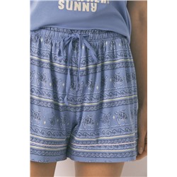 Pijama corto algodón azul Snoopy