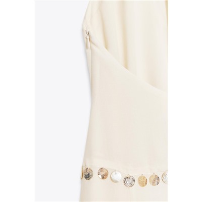 BEADED HALTER MIDI DRESS