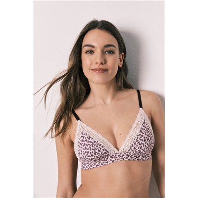 Sujetador trinagular estampado animal print NATURAL