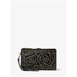 MICHAEL MICHAEL KORS Adele Rose Studded Leather Smartphone Wallet