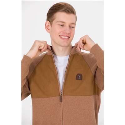 Erkek Camel Melanj Triko Hırka