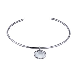 Колье-чокер Грация (кристаллы SW 18х13 белый электрик; родий) 13см, Есть комплект