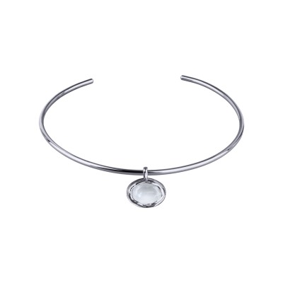 Колье-чокер Грация (кристаллы SW 18х13 белый электрик; родий) 13см, Есть комплект