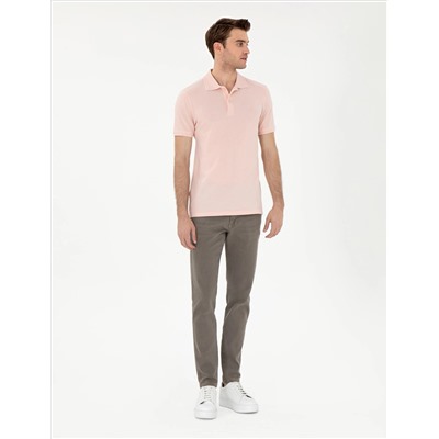 Pudra Slim Fit %100 Pamuk Polo Yaka Basic Tişört