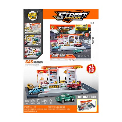 Набор парковка с металлической машинкой и запускалкой