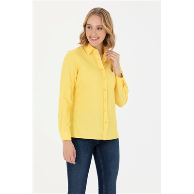 Kadın Sarı Uzun Kollu Basic Gömlek