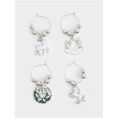 Подвеска для бокала, 4 шт, металл/стразы, Аттрибуты Нового года, Horse