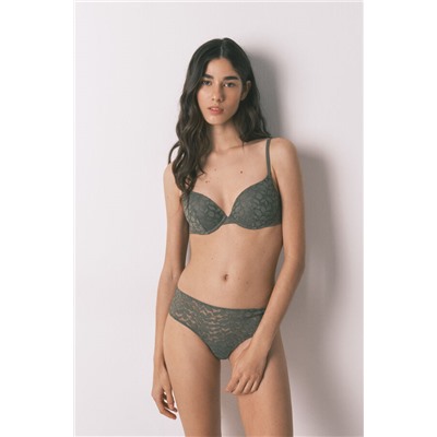 Sujetador GORGEOUS push up encaje kaki