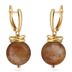 Серьги Терра (цитрин 12мм; покрытие золото), Есть комплект