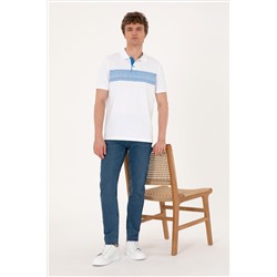 Erkek Regular Fit Polo Yaka Beyaz Tişört