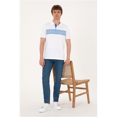 Erkek Regular Fit Polo Yaka Beyaz Tişört