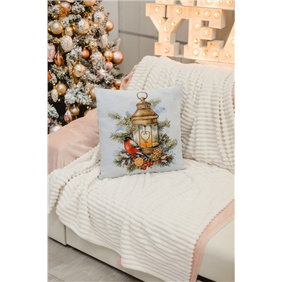 Наволочка 45х45 Снегирь с фонарем