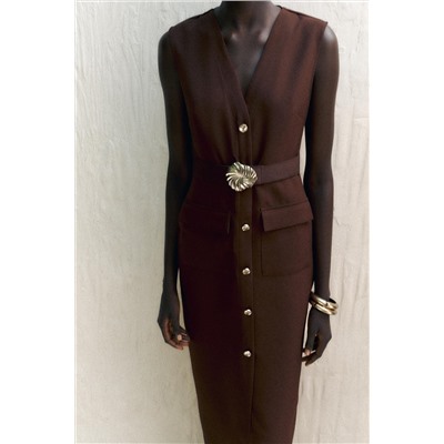 VESTIDO MIDI CREPE CINTURÓN