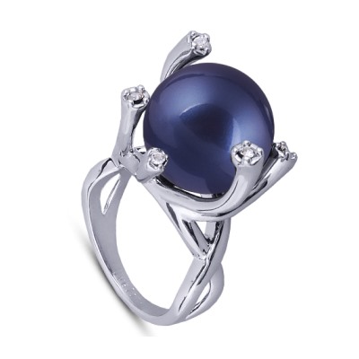 Кольцо (Майорка 14мм черничная; покрытие родий), Есть комплект