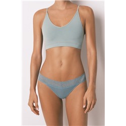 Tanga canalé encaje verde