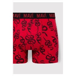 Mavi Yılan Baskılı Kırmızı Boxer 0911056-82677