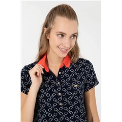 Kadın Lacivert Polo Yaka Örme Elbise