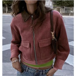 Женская вельветовая куртка с воротником из искусственной кожи ЗАР*А