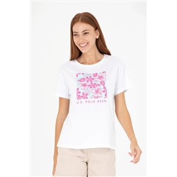 Kadın Beyaz Bisiklet Yaka Tişört