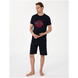 Lacivert Kısakol Şortlu Pijama Takımı