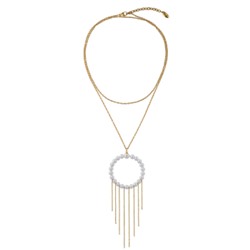 Колье (Майорка белая; покрытие золото 95см), Есть комплект