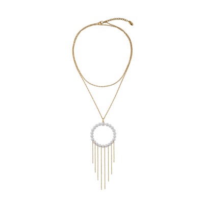 Колье (Майорка белая; покрытие золото 95см), Есть комплект