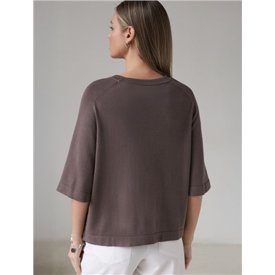 Свободный джемпер с рукавом 3/4 тонкой вязки из вискозы