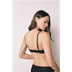 Sujetador triangular microfibra y encaje negro NATURAL