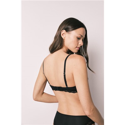 Sujetador triangular microfibra y encaje negro NATURAL