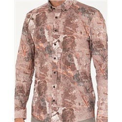 Açık Kahverengi Slim Fit Uzun Kollu Gömlek
