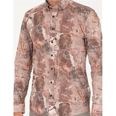 Açık Kahverengi Slim Fit Uzun Kollu Gömlek