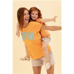 Kadın Turuncu Bisiklet Yaka Tişört