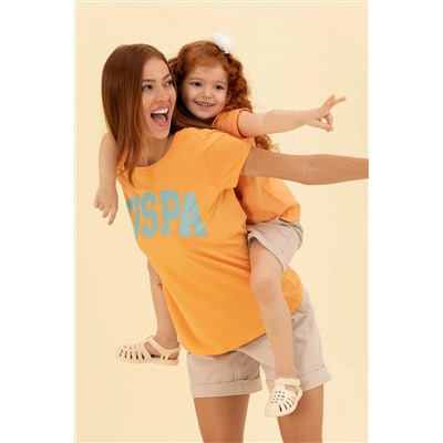 Kadın Turuncu Bisiklet Yaka Tişört