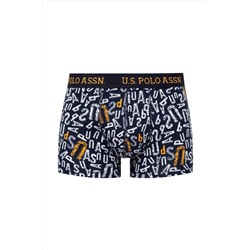 U.S. Polo Assn. 3'lü Erkek Boxer Pamuklu & Likralı, Sarı Baskılı