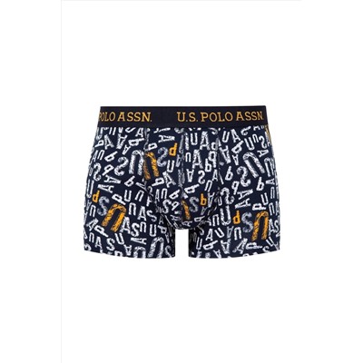 U.S. Polo Assn. 3'lü Erkek Boxer Pamuklu & Likralı, Sarı Baskılı
